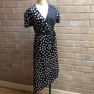 Alison Sheri polka dot faux wrap dress